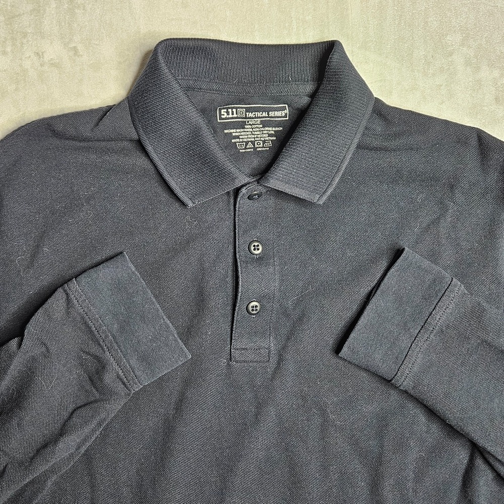 5.11 Tactical Series Polo Shirt Mens Large Navy Blue Long Sleeve Cotton Casual
